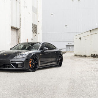 Crystal Clear Headlights on Black Porsche Panamera - Photo by Forgiato