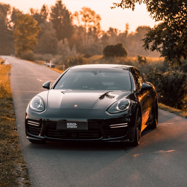 Black Porsche Panamera with Custom Halo Headlights - Photo by Vossen