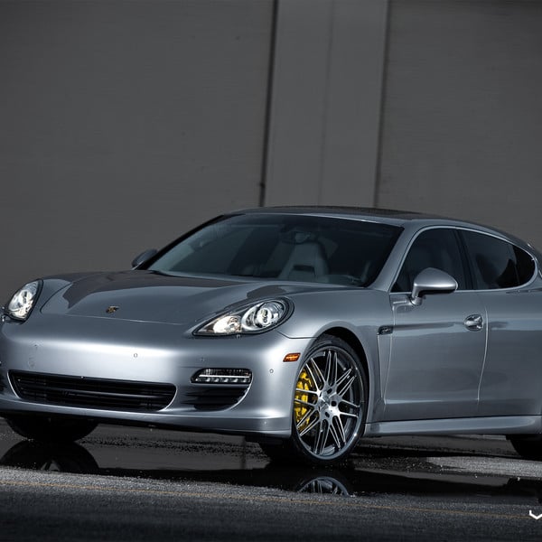Silver Porsche Panamera with Custom Headlights - Photo by Vossen