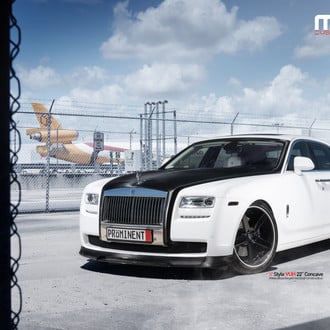 White Rolls Royce Ghost with Carbon Fiber Front Lip - Photo by Vellano