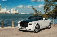 Royal Appearance of Custom White Convertible Rolls-Royce Phantom with Black Hood