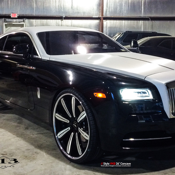 Black Rolls Royce Wraith with Custom LED Headlights - Photo by Vellano