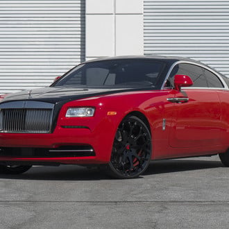 Show Stopper Red Rolls Royce Wraith with Black Hood and Black Forgiatos