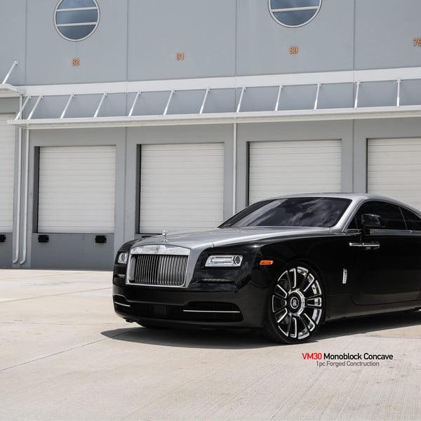 Black Rolls Royce Wraith with Aftermarket Chrome Grille - Photo by Vellano