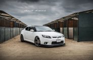 Slightly Tuned White Scion tC on Blaque Diamond Rims