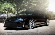 Silver Blaque Diamond Rims and Aftermarket Parts Adorning Black Scion tC