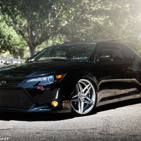 Front Bumper with Fog Lights on Black Scion tC - Photo by Blaque Diamond