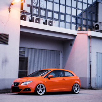 Crystal Clear Headlights on Orange Seat Ibiza - Photo by JR Wheels