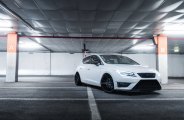 Custom LED-Bar Style Headlights Enhancing the Magnetic White Seat Leon