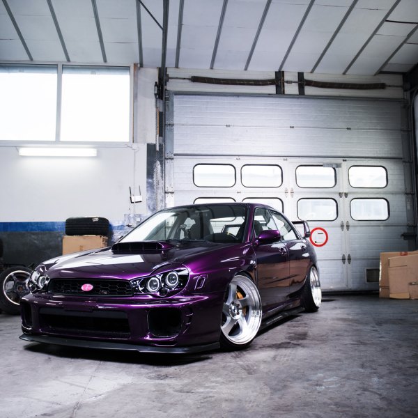 Custom Front Lip on Purple Subaru WRX - Photo by JR Wheels