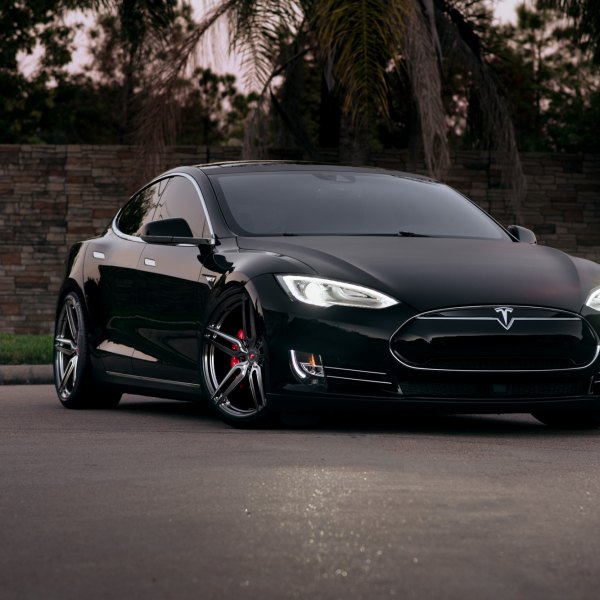 Black Tesla Model S with Custom Matte Hood - Photo by Vossen