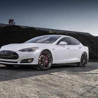White Tesla Model S with Custom LED Headlights - Photo by Niche