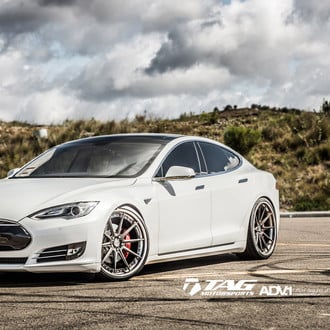 White Tesla Model S with Aftermarket Front Bumper - Photo by ADV.1