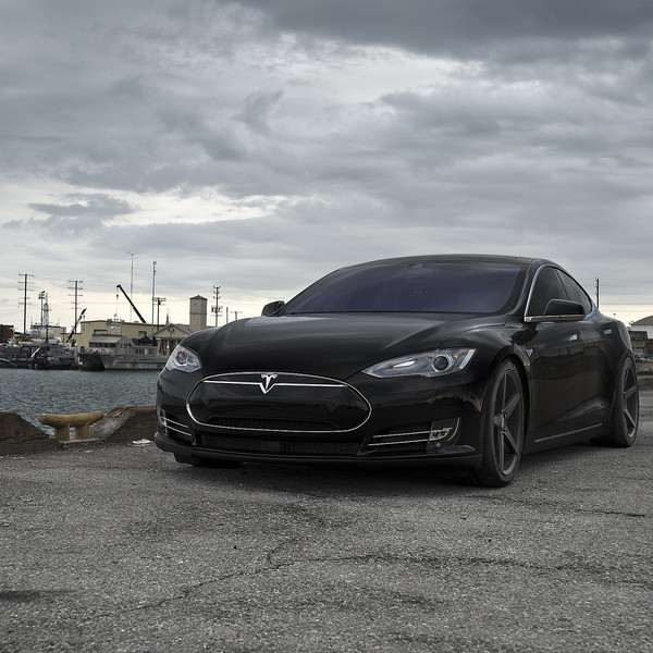 Black Tesla Model S with Custom Front Bumper - Photo by Zito Wheels