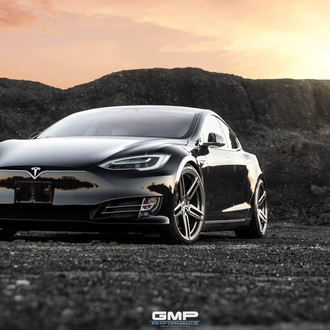 Black Tesla Model S with Aftermarket Headlights - Photo by Vossen