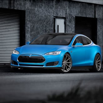 Blue Tesla Model S with Custom Front Lip - Photo by Vossen