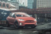 Revolutionary Appearance of Red Tesla Model X Shod in Brixton Forged Wheels