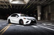 White Toyota Camry Customized with a Touch of Style and on Blaque Diamond Wheels