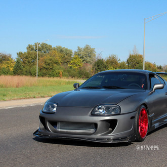 Gray Matte Toyota Supra with Carbon Fiber Front Lip - Photo by Strasse Forged