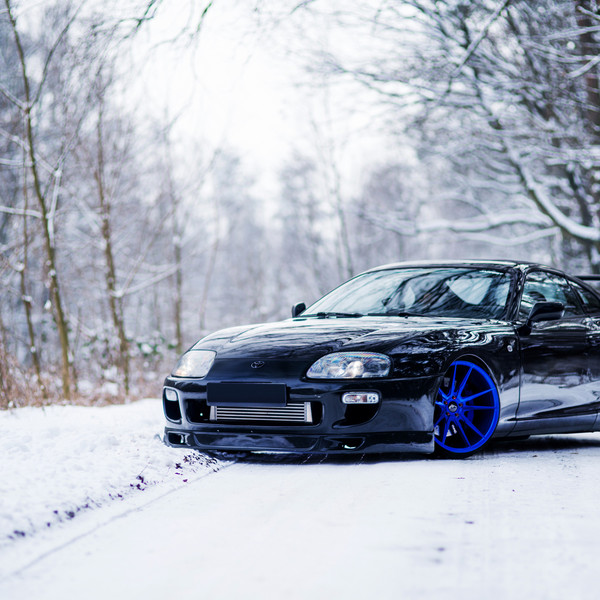 Crystal Clear Headlights on Black Toyota Supra - Photo by JR Wheels
