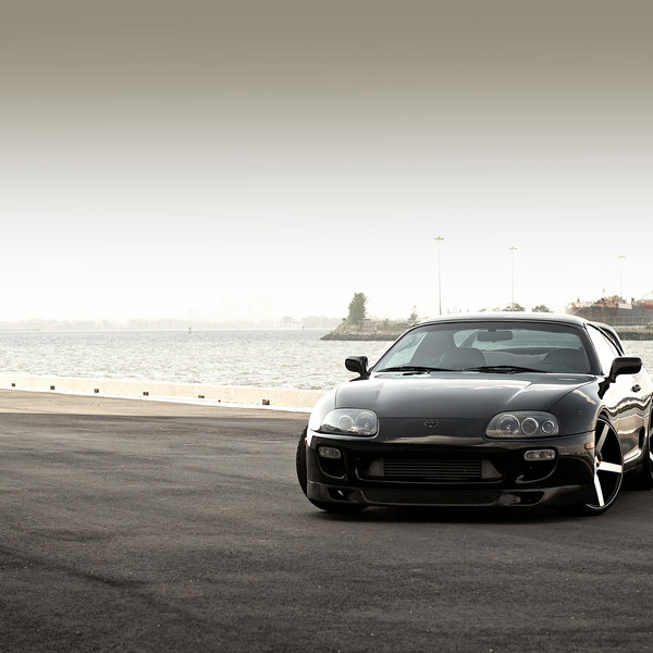 Black Toyota Supra with Dark Smoke Halo Headlights - Photo by Vossen