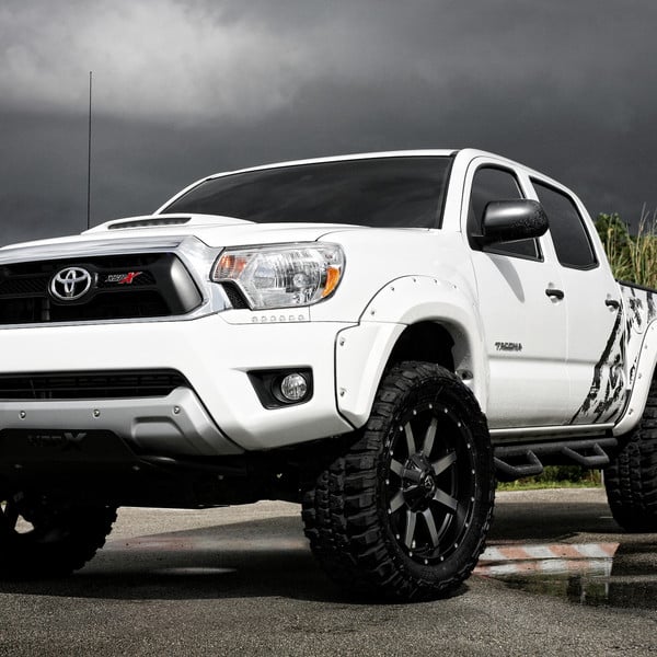 White Toyota Tacoma With Black Off-road Wheels - Photo by Fuel Off-Road
