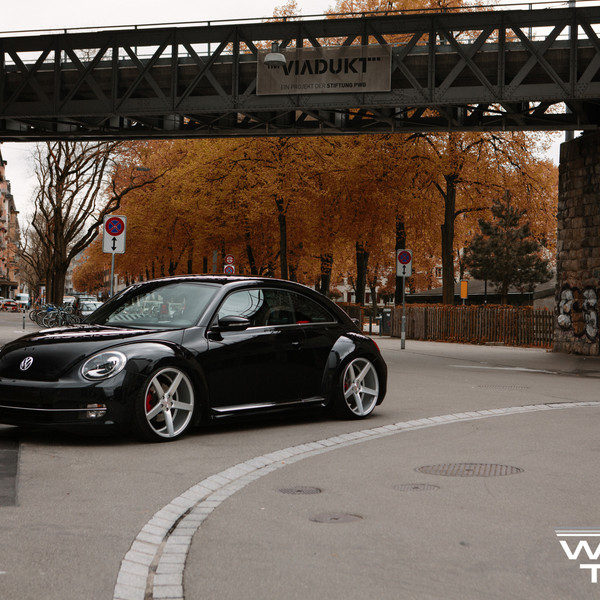 Black VW Beetle with Custom Halo Headlights - Photo by Vossen