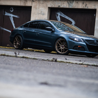 Front Bumper with Fog Lights on Dark Blue VW CC - Photo by JR Wheels