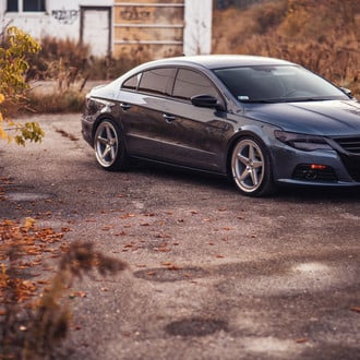 Dark Blue VW CC with Dark Smoke Headlights - Photo by JR Wheels