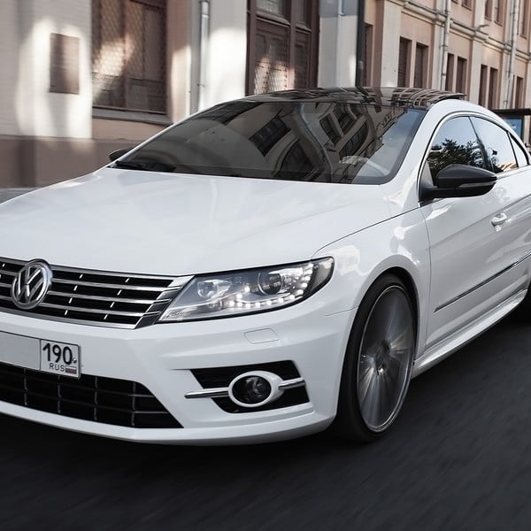 White Volkswagen CC with Custom Chrome Grille - Photo by Vossen