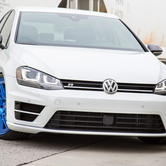 White VW Golf R with Custom LED-Bar Headlights - Photo by Vossen