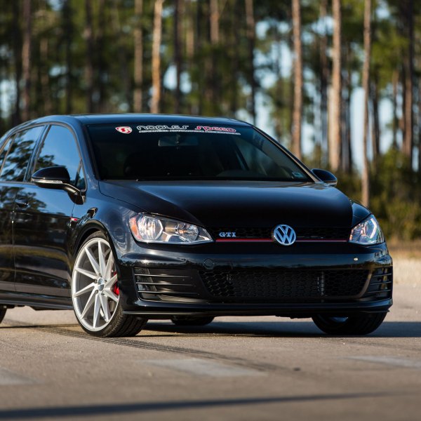 Black VW Golf GTI with Custom Front Bumper - Photo by Vossen