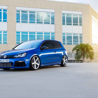 Blue VW Golf with Aftermarket Front Bumper - Photo by Vossen