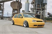 Visual Styling Tweaks on Slammed VW Golf MK4 by Rotiform