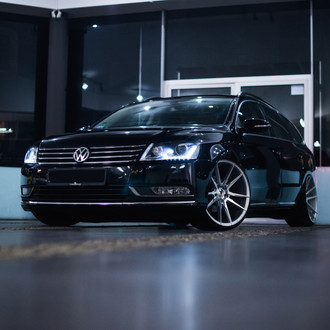 Revised Face of Black VW Passat with Chrome Billet Grille