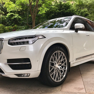 Front Bumper with Fog Lights on White Volvo XC90 - Photo by PUR Wheels