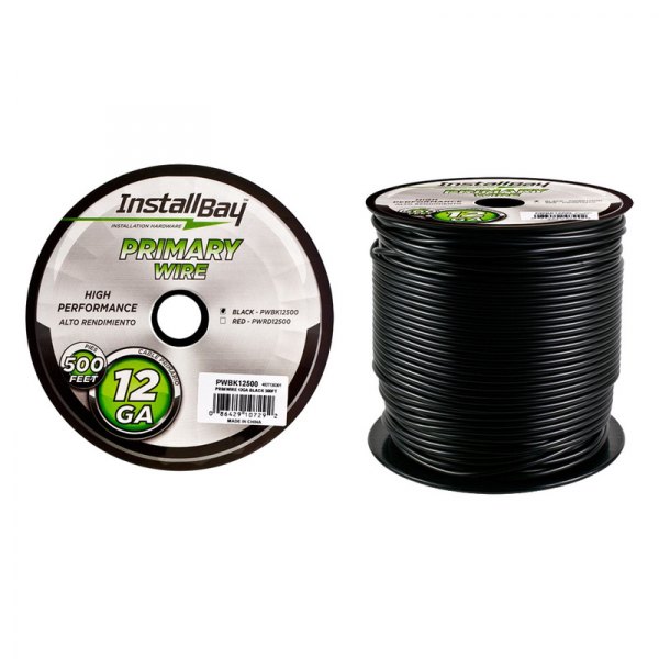 Install Bay® - 12 AWG Single 500' Black Stranded TWP Primary Wire