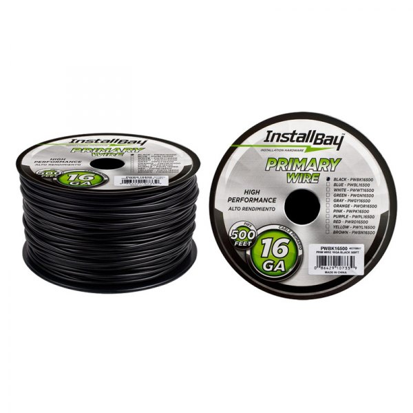 Install Bay® - 16 AWG Single 500' Black Stranded TWP Primary Wire