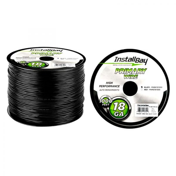 Install Bay® - 18 AWG Single 1000' Black Stranded TWP Primary Wire