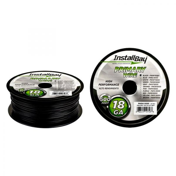 Install Bay® - 18 AWG Single 500' Black Stranded TWP Primary Wire