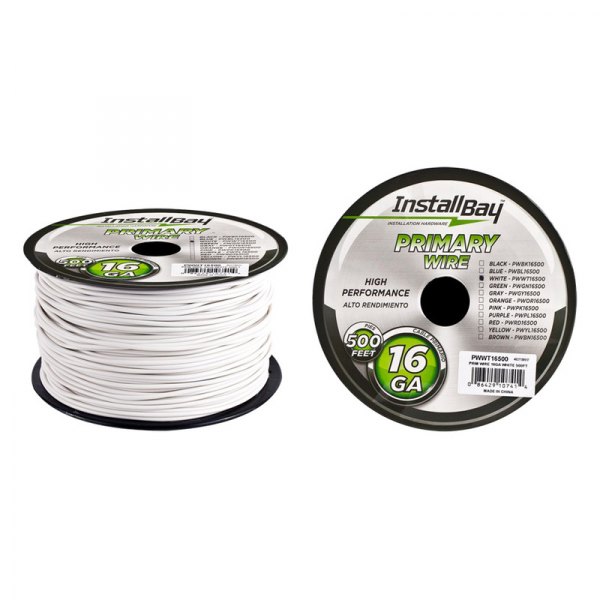 Install Bay® - 16 AWG Single 500' White Stranded TWP Primary Wire