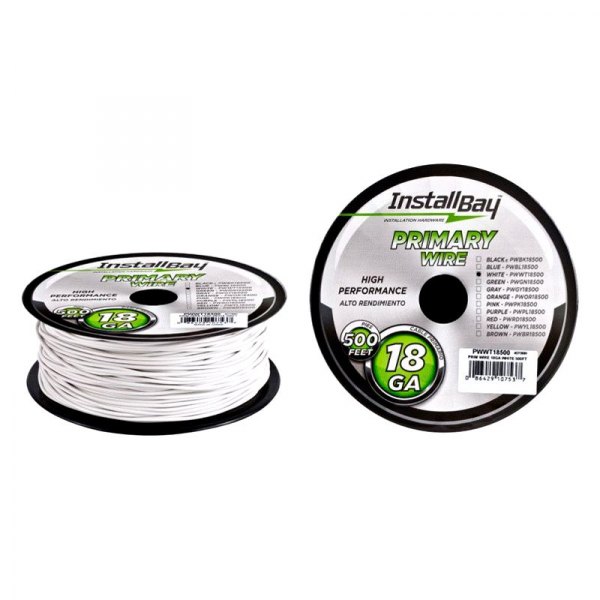 Install Bay® - 18 AWG Single 500' White Stranded TWP Primary Wire