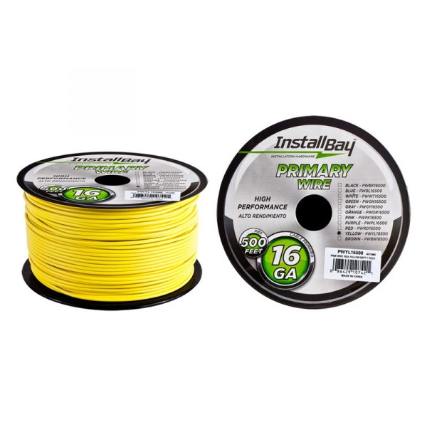 Install Bay® - 16 AWG Single 500' Yellow Stranded TWP Primary Wire