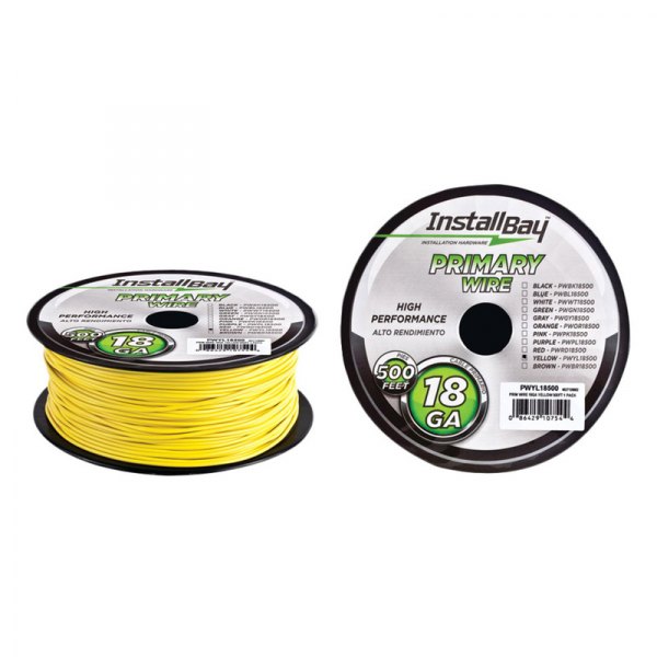Install Bay® - 18 AWG Single 500' Yellow Stranded TWP Primary Wire