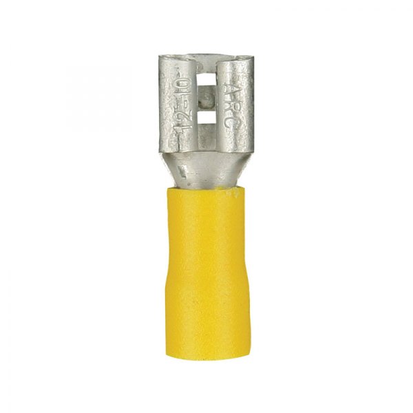 Install Bay® - 12/10 Gauge 0.250" Yellow Female Vinyl Quick Disconnect Connectors (100 Per Pack)