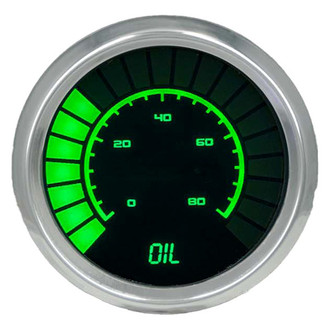 Intellitronix® - 2-1/16" LED Bargraph Oil Pressure Gauge, Green, 80 PSI