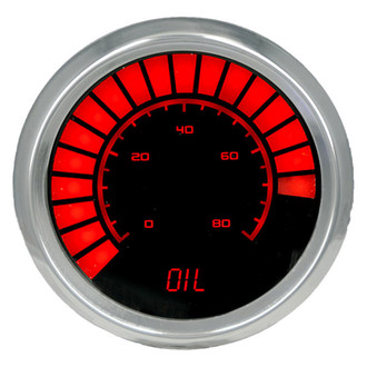 Intellitronix® - 2-1/16" LED Bargraph Oil Pressure Gauge, Red, 80 PSI