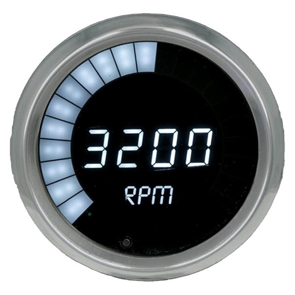 Intellitronix® - 3-3/8" Programmable LED Digital/Bargraph Memory Tachometer with Peak RPM Recall, White, 9900 RPM