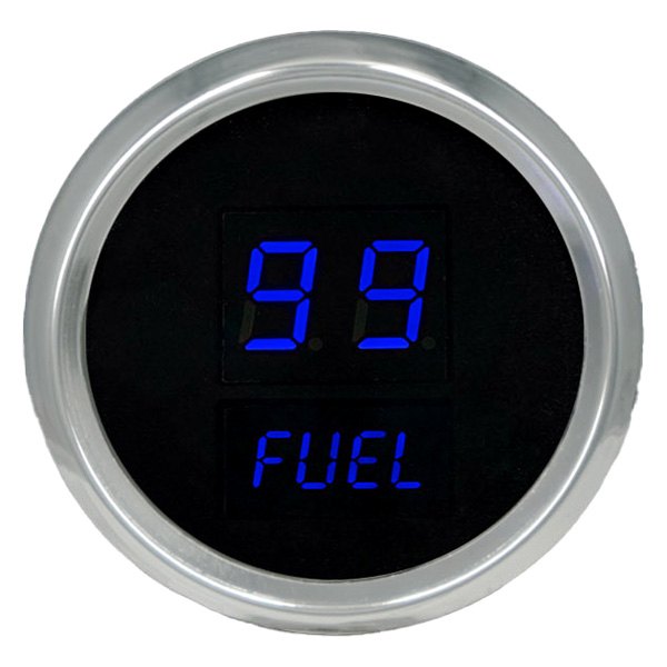 2 1/16" Universal Digital Fuel Gauge Blue LEDs Black Bezel Lifetime Warranty 