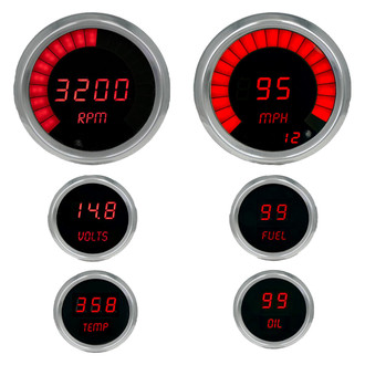 Intellitronix® - LED Digital 6-Gauge Kit, Red